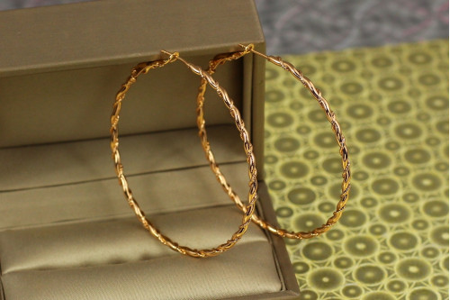 Сережки кільця Хuping Jewelry в"юнок 5 см золотисті