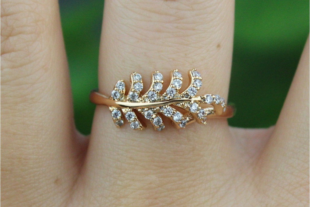 Кольцо Xuping Jewelry ветка акации  р 19 золотистое