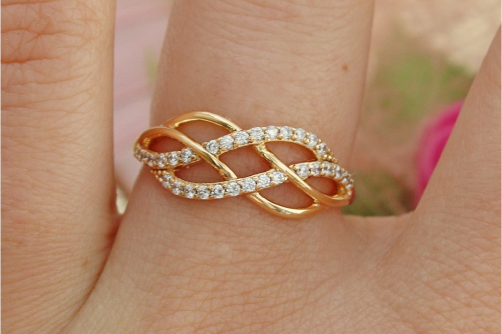 Кольцо Xuping Jewelry плетенка р 16 золотистое