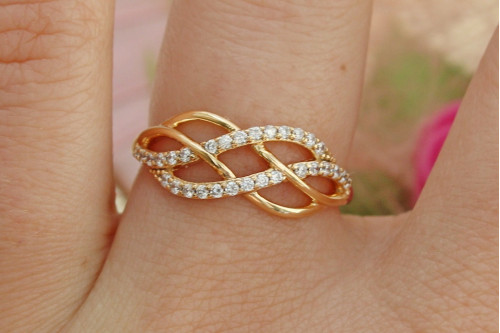 Кольцо Xuping Jewelry плетенка р 16 золотистое