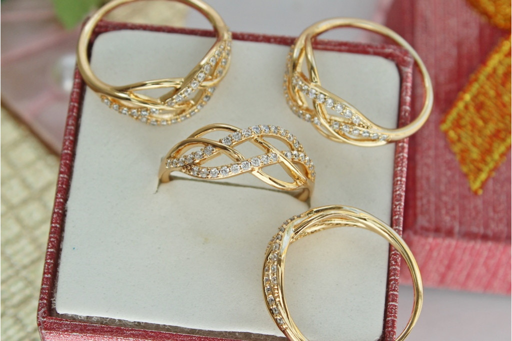 Кольцо Xuping Jewelry плетенка р 16 золотистое