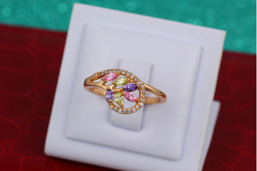 Кільце Xuping Jewelry кущик з різнокольоровими каменями р 17 золотисте