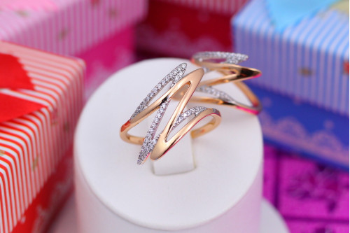Кольцо Xuping Jewelry с родием молния р 16 золотистое