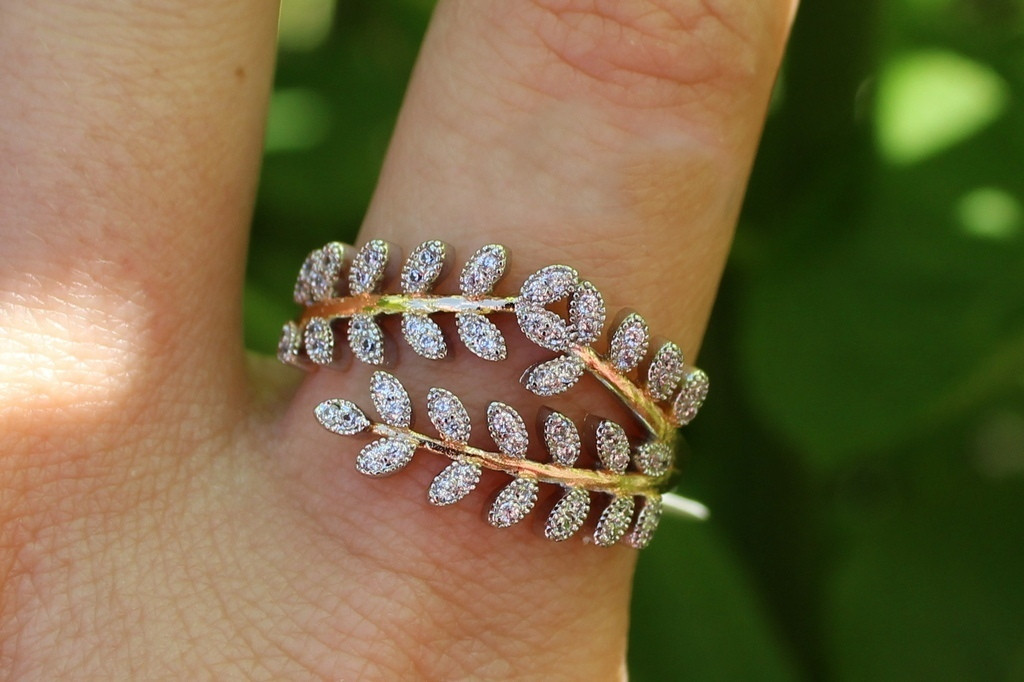 Кольцо  Xuping Jewelry ветка на две дорожки  р 18  золотистое