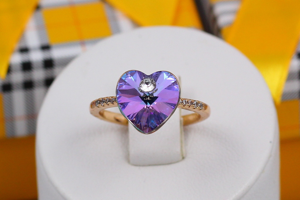 Кільце Xuping Jewelry сердечко Сваровскі фіолетове хамелеон р 17 золотисте