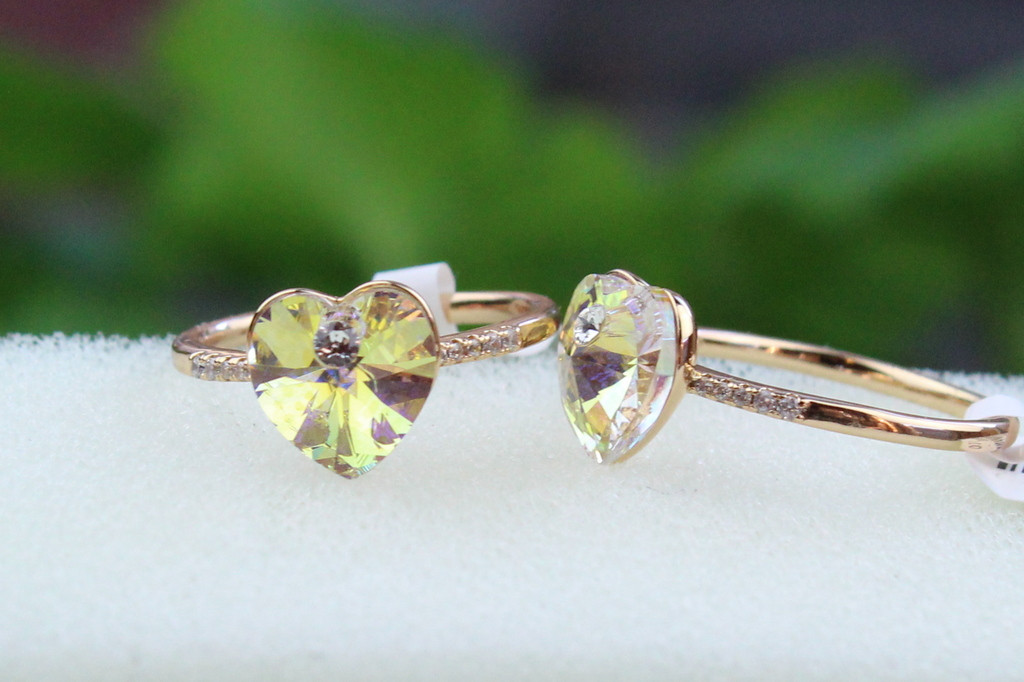Кільце Xuping Jewelry сердечко Сваровскі біле хамелеон р 18 золотисте