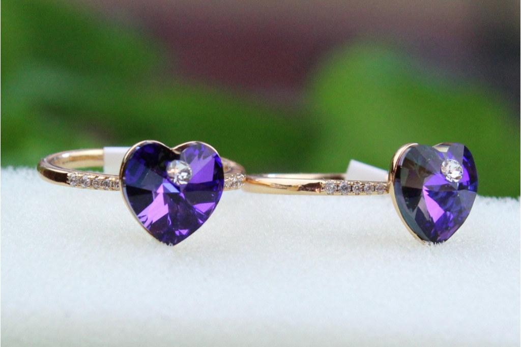 Кільце Xuping Jewelry сердечко Сваровскі синє р16 золотисте