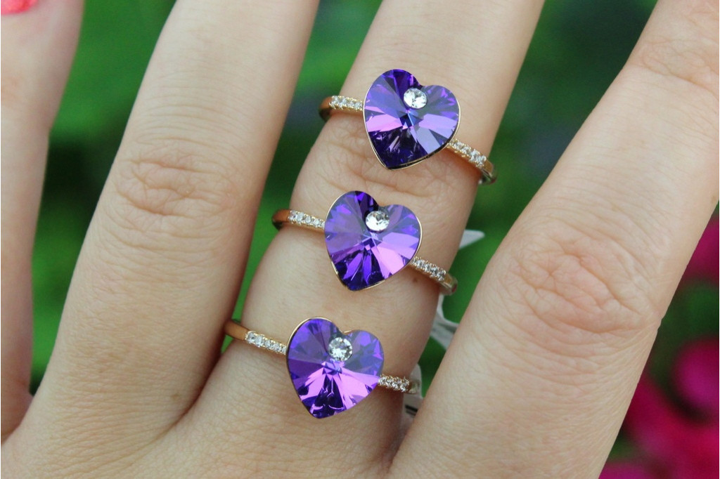 Кільце Xuping Jewelry сердечко Сваровскі синє р16 золотисте