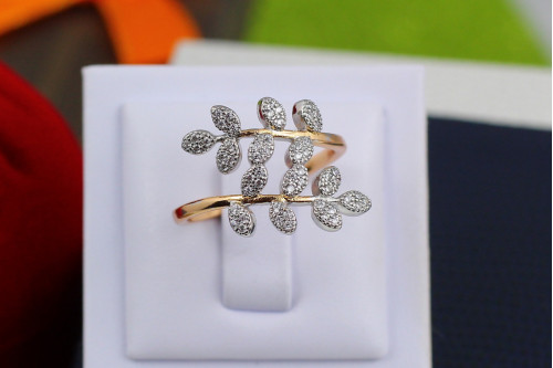 Кільце Xuping Jewelry з родієм подвійна гілка р 19 золотисте