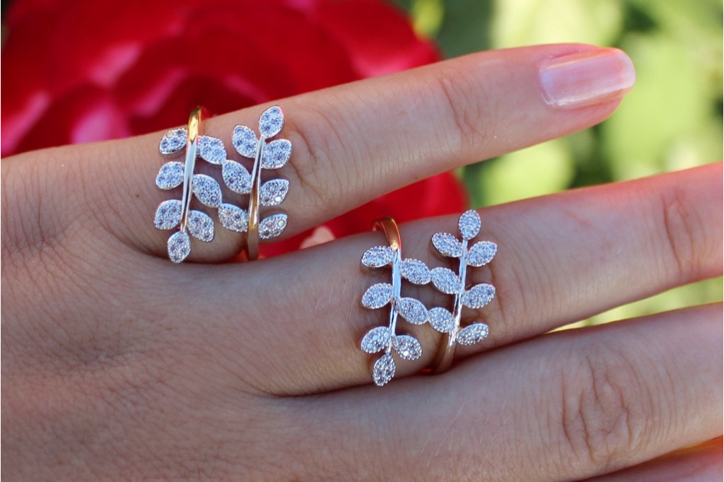 Кільце Xuping Jewelry з родієм подвійна гілка р 19 золотисте