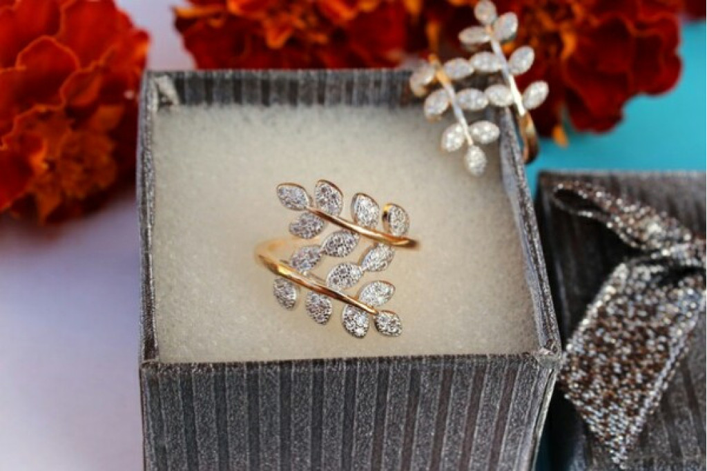 Кільце Xuping Jewelry з родієм подвійна гілка р 19 золотисте