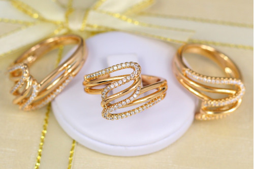 Кільце Xuping Jewelry подвійна змійка р 18 золотисте