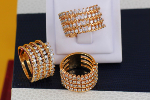 Кільце Xuping Jewelry чотири кільця з камінням р 17 золотисте
