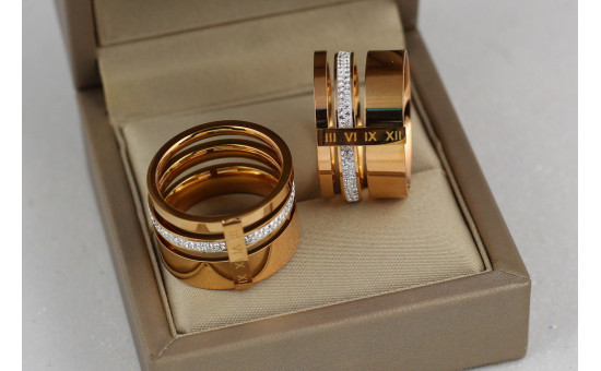 Кільце Xuping Jewelry потрійне з римськими цифрами р 17 золотисте