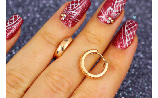 Сережки Xuping Jewelry колечка з шагреневими прямокутниками 1,4 см золотисті