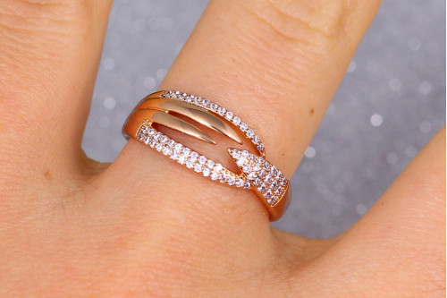 Кільце Xuping Jewelry різнобічні зубчики р 17 золотисте