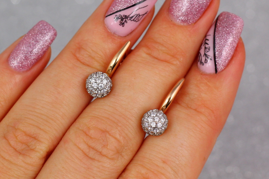 Сережки Xuping Jewelry кульки з родієм з каменів 1,7 см золотисті