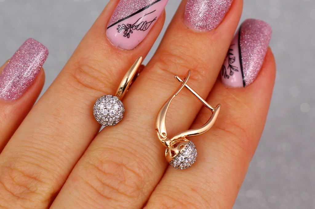 Сережки Xuping Jewelry кульки з родієм з каменів 1,7 см золотисті
