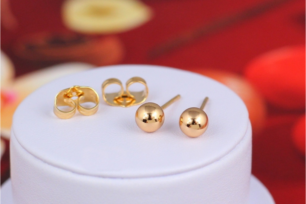 Серьги гвоздики Xuping Jewelry шарики 5 мм золотистые
