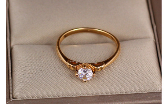 Кільце Xuping Jewelry з білим каменем на ніжці корона р 19 золотисте