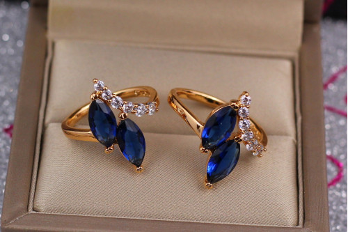 Кільце Xuping Jewelry з двома синіми маркізами р 18 золотисте