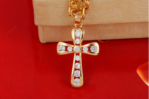 Крестик Xuping Jewelry  со вставленными отдельно камнями 2.5 см золотистый