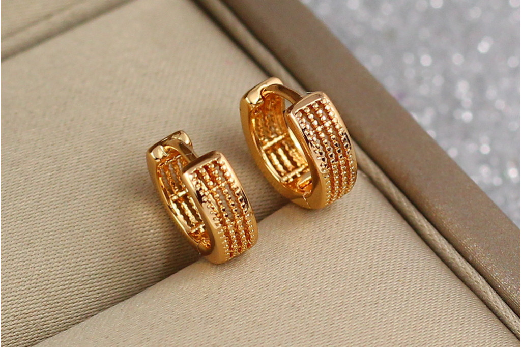 Серьги Xuping Jewelry колечки сеточка 1 см золотистые