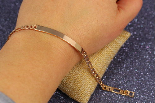 Браслет Xuping Jewelry фигаро с пластиной 19.5 см 5 мм золотистый