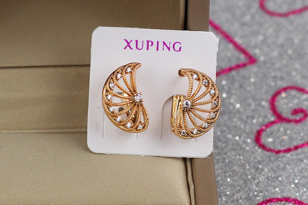 Серьги Xuping Jewelry апельсиновые дольки 1.5 см  золотистые