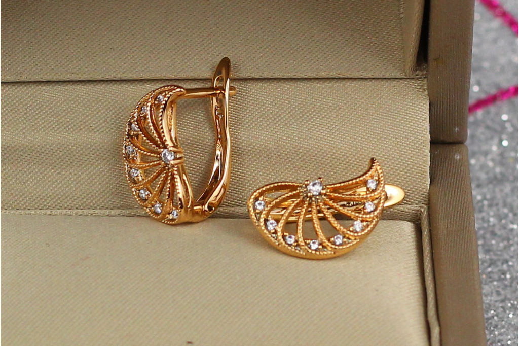 Серьги Xuping Jewelry апельсиновые дольки 1.5 см  золотистые