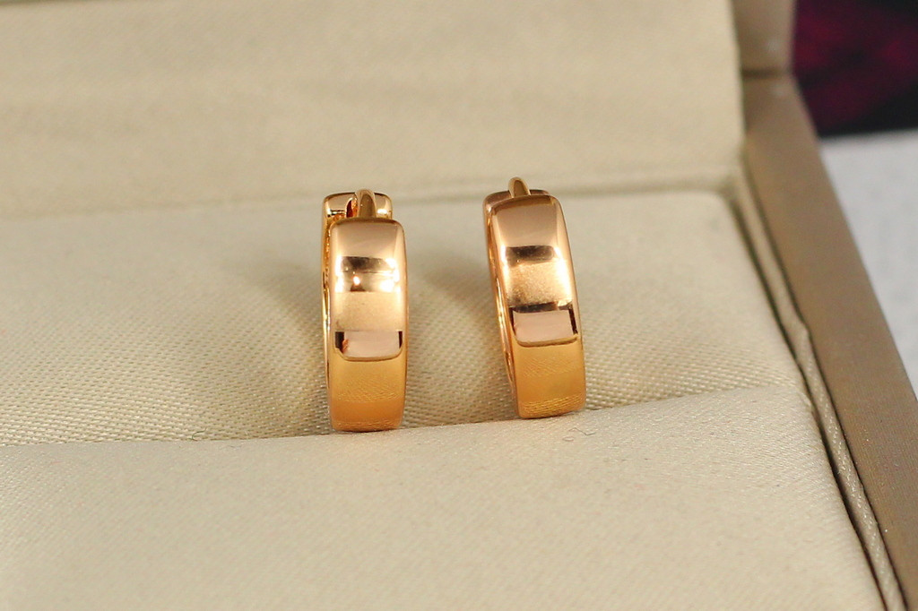 Серьги Xuping Jewelry кольца с рисунком шагреневые горизонтальные полоски 1,4 см золотистые