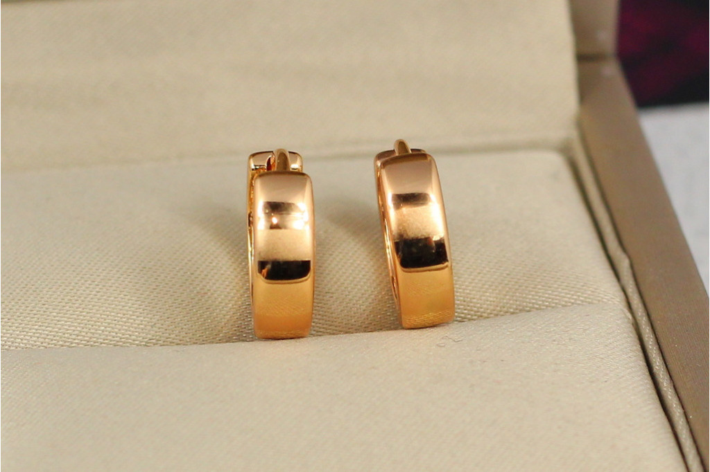 Серьги Xuping Jewelry кольца с рисунком шагреневые горизонтальные полоски 1,4 см золотистые
