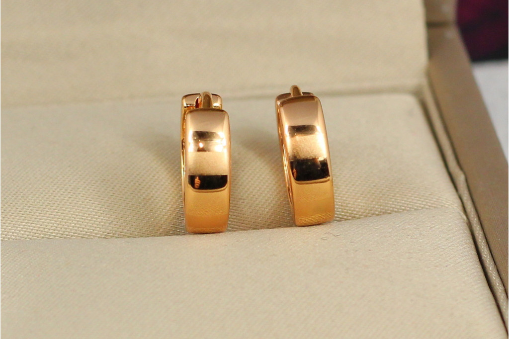 Серьги Xuping Jewelry кольца с рисунком шагреневые горизонтальные полоски 1,4 см золотистые