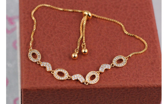 Браслет Xuping Jewelry серце з овалами на бігунку регулюваний золотистий