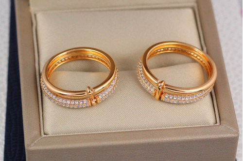 Кільце Xuping Jewelry подвійне каміння по колу 19 р золотисте