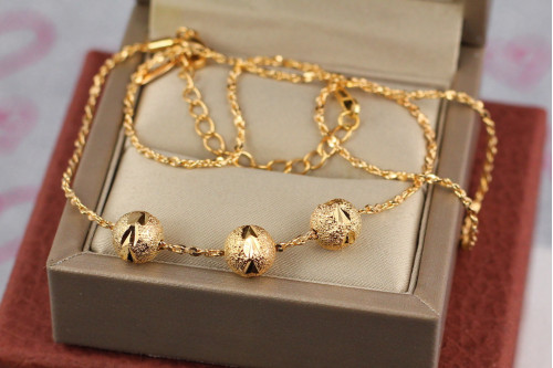 Набір Xuping Jewelry ланцюг з трьома кульками 8 мм 40 см додаток 5 см золотистий