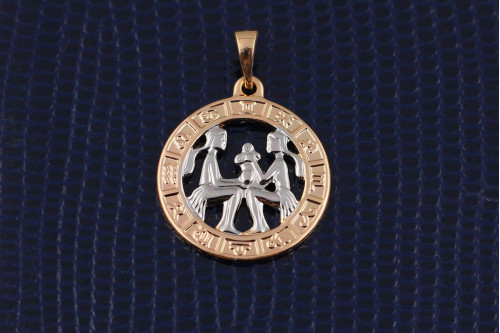 Кулон зодиак Xuping Jewelry близнецы с родием 2 см золотистый