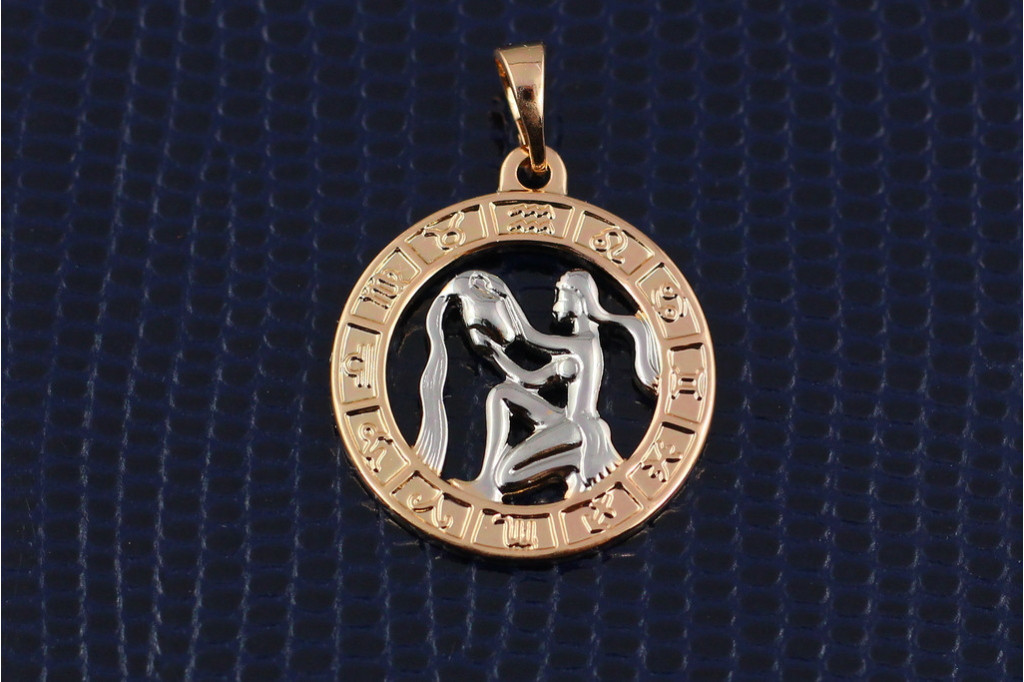Кулон зодиак Xuping Jewelry водолей с родием 2 см золотистый