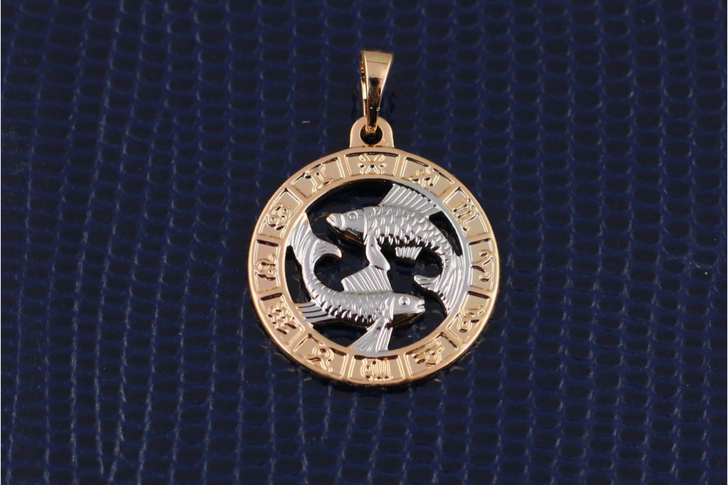 Кулон зодиак Xuping Jewelry рыбы с родием 2 см золотистый