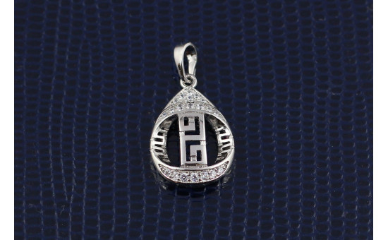 Кулон Xuping Jewelry крапля з грецьким візерунком 2 см сріблястий