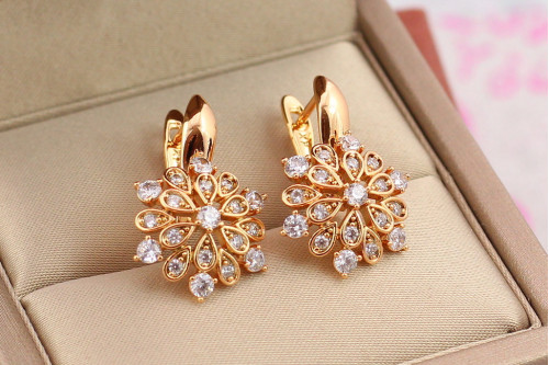 Сережки Xuping Jewelry велика сніжинка 2.3 см золотисті