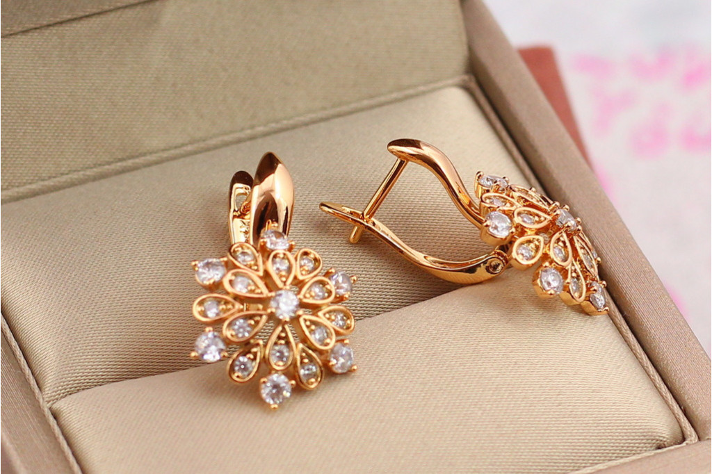 Сережки Xuping Jewelry велика сніжинка 2.3 см золотисті