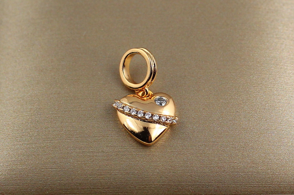 Кулон Xuping Jewelry сердечко с дорожкой из камешков 1 см золотистый
