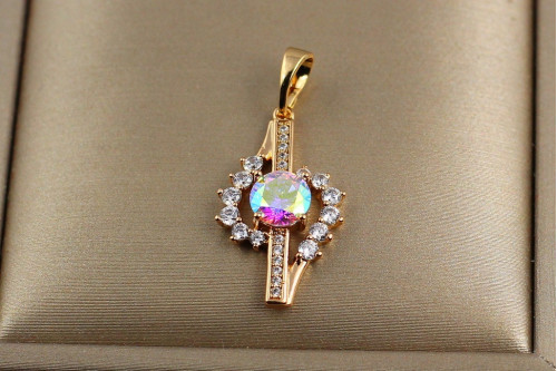 Кулон Xuping Jewelry скрипковий ключ із каменем хамелеон усередині 2.2 см золотистий