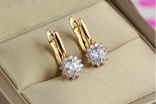 Серьги Xuping Jewelry хризантема 1.8 см золотистые