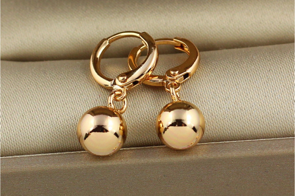 Серьги подвески Xuping Jewelry шарики 8 мм золотистые