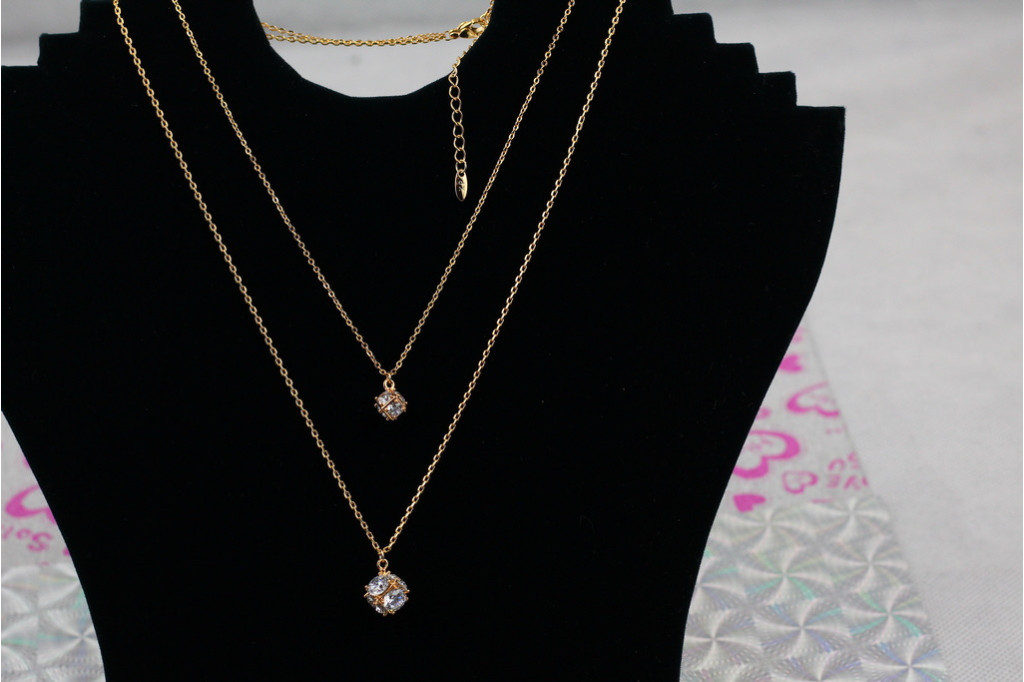 Набір подвійний ланцюг Xuping Jewelry кубик ніжність 45 см з додатком 5 см золотистий