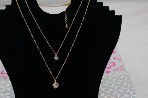 Набір подвійний ланцюг Xuping Jewelry кубик ніжність 45 см з додатком 5 см золотистий