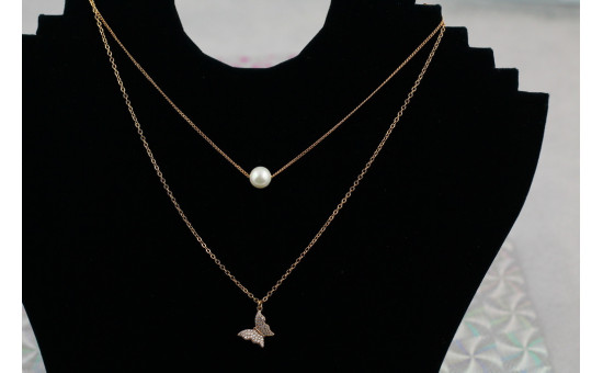 Набір подвійний ланцюг Xuping Jewelry самбо метелика 45 см з додатком 5 см золотистий
