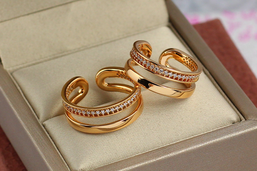 Кільце Xuping Jewelry розсувне два шляхи р 16 золотисте